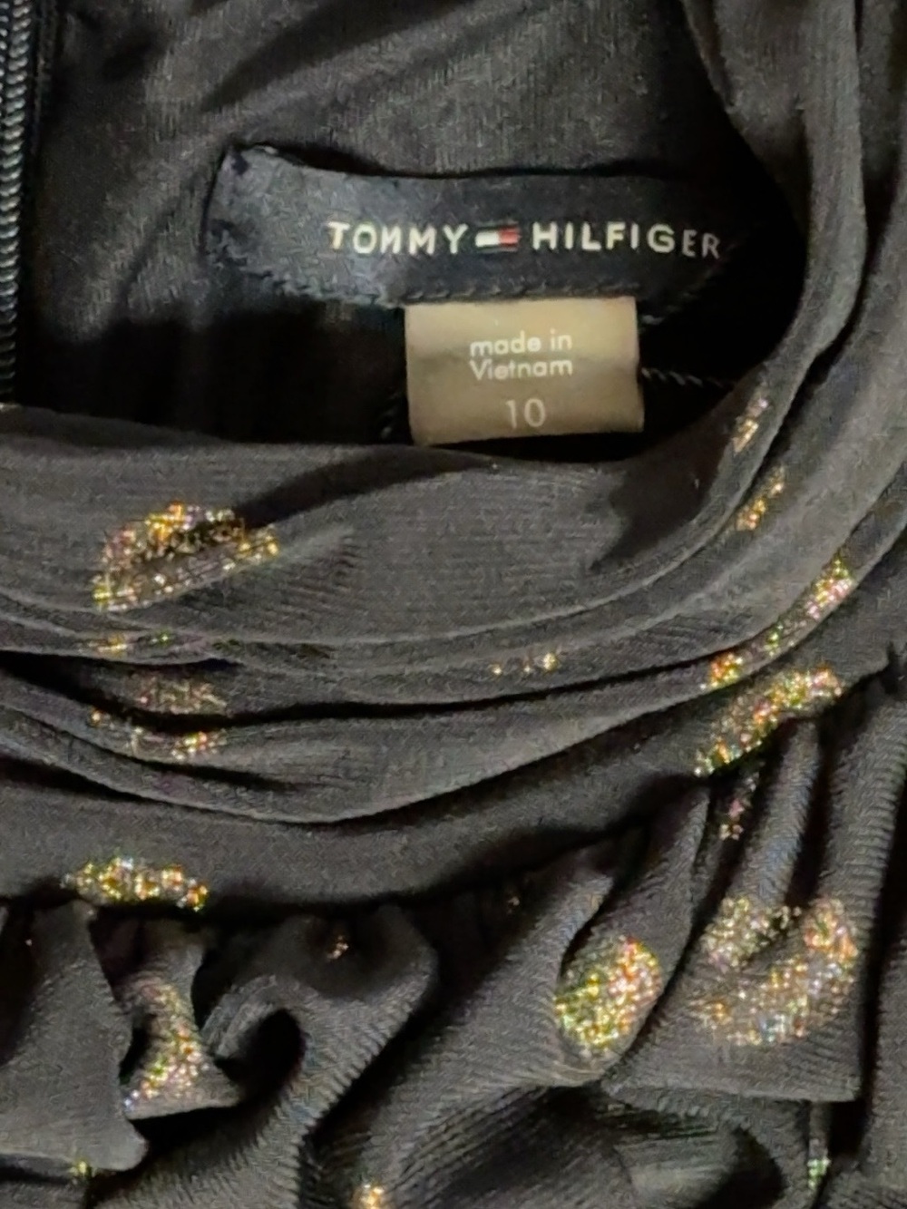 Tommy Hilfiger Navy Gold Metallic Polka Dot Halter Maxi Dress Size 10 - Picture 10 of 12